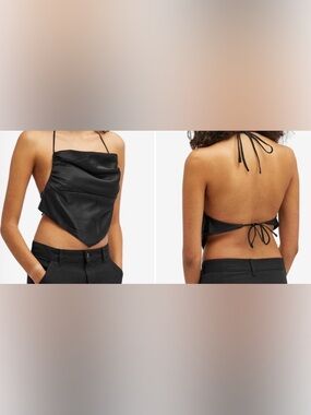 Air Jordan Jack Cactus Black Satin Halter Scarf tank Top nwt